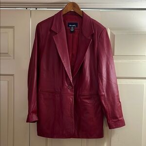 Denim & Co. Rich Red Leather Blazer